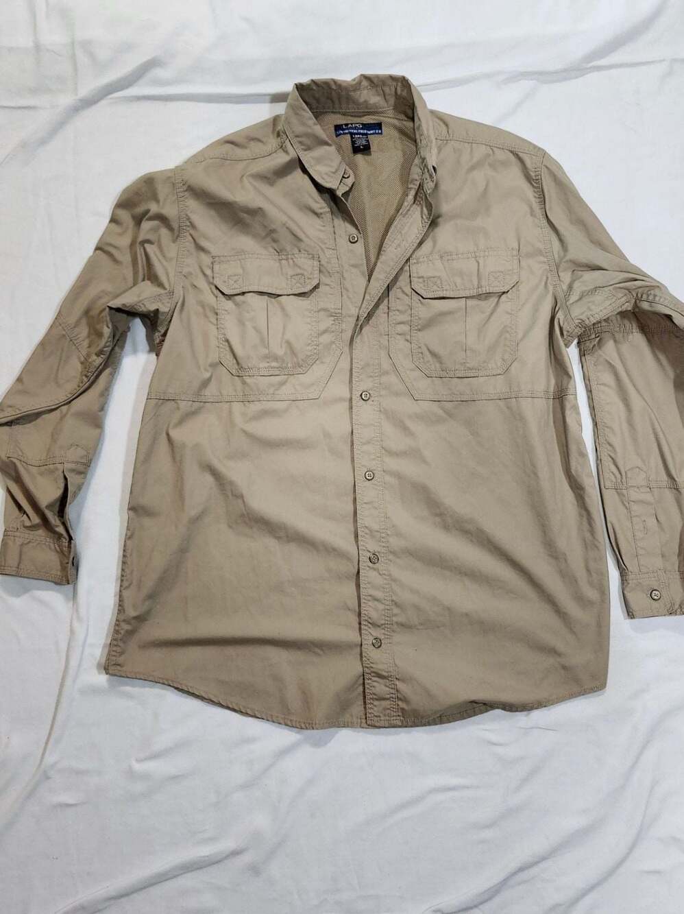 LA Police Gear LA P.G. Tactical Field Shirt 2.0 Long Sleeve Khaki Size L